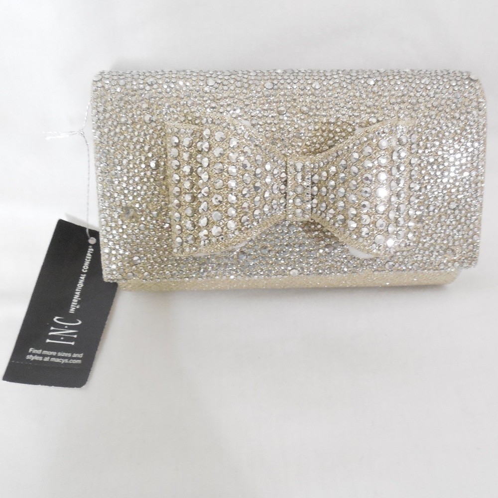 INC Gold Glitter Bow Clutch - Picture 8 of 8